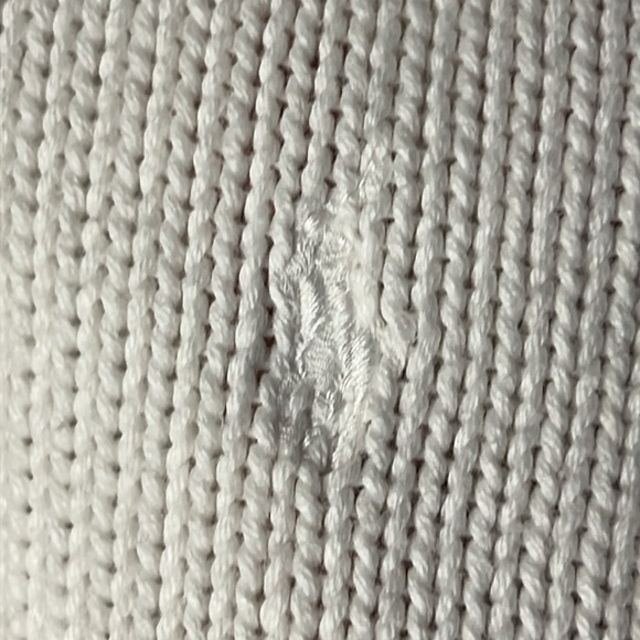 Ralph Lauren Sport Women's White Sweater Vintage 25PTP V-Neck Cottagecore Knit - Picture 5 of 10